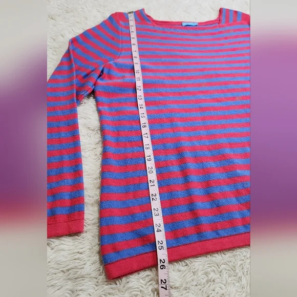 J. MCLAUGHLIN Caitlin Long Sleeve Boatneck Striped Sweater Shirt Red & Blue XL - Picture 6 of 9